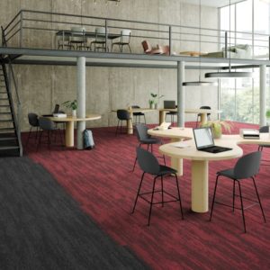 IVC Commercial moquette rouge Rudiments Clay Create sols textiles UFTM